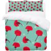 King Duvet Cover Set, Small Red Flower, 3-Piece, Ultra-Soft, 1 Duvet Cover with 2 Pillowcases, Zipper and 4 Corner Ties view 2
