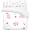 3-Piece Queen Tencel Duvet Cover Set with 2 Pillowcases, Pink Pig Playing with Butterflies view 2