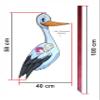 140 cm Baby Stork for a Girl’s Birth, Pink (Double-Sided Print*) view 3