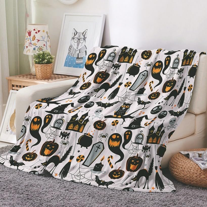 EHOMERY Cozy Fleece Blanket, Orange, 100 x 70 cm