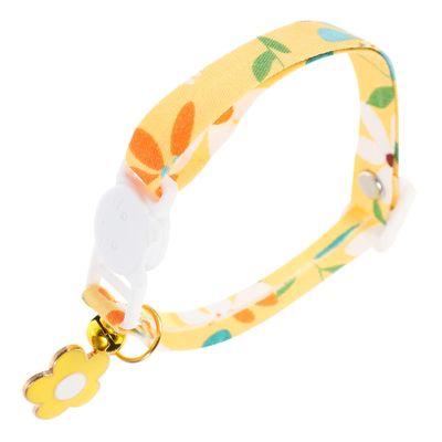 Housoutil 3-Piece Decorative Cat Collars with Bells, Adjustable and Comfortable, Bright Yellow