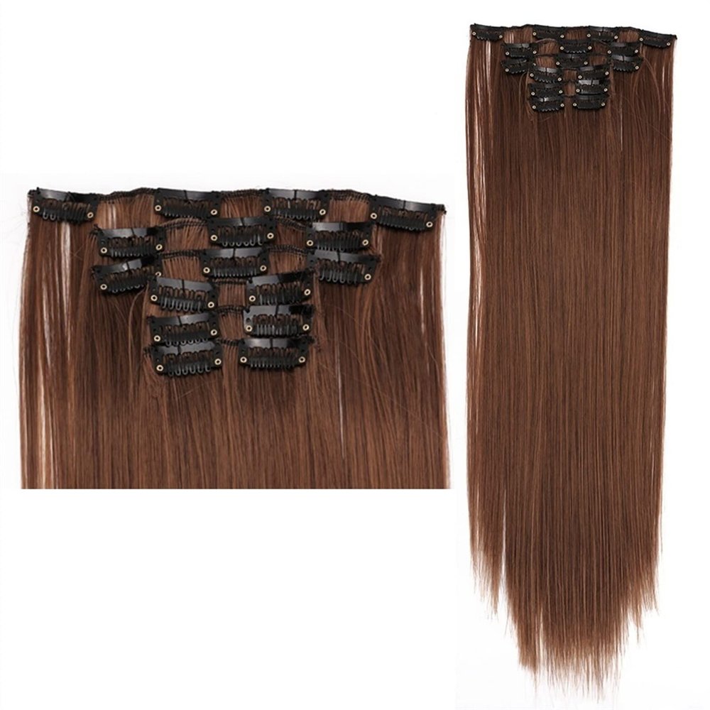6-Piece Clip-In Hair Extensions, 22-Inch Straight Synthetic Hair, 140 g/Set