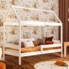 YOUKO House Bed for Children 180 x 90 cm, Pine Wood Montessori Bed with Slatted Frame and Roof, Without Mattress view 1