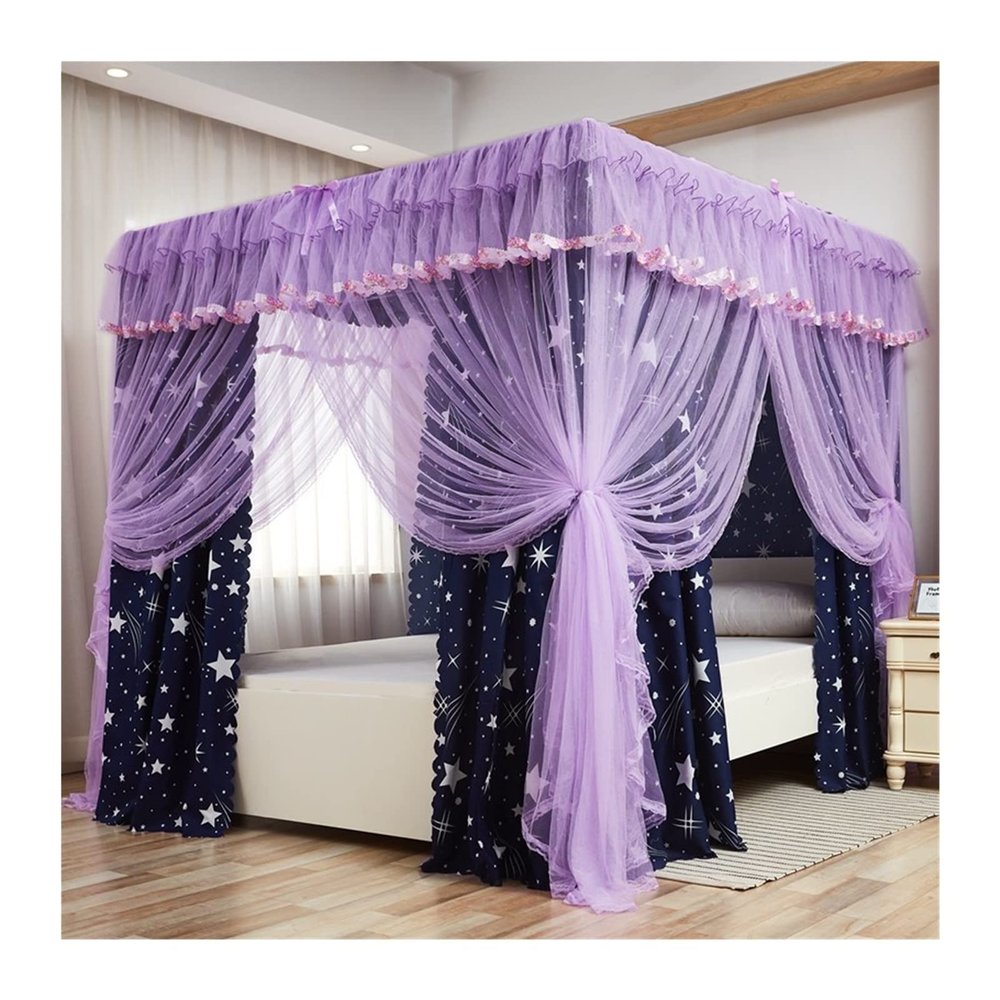 Bed Canopy Mosquito Net for 1.2 m-Wide Beds, Girls' Bedroom Decor, Dustproof Bed Curtain (Style 4, 120 cm)