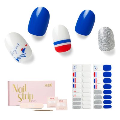 NAILOG UV-Curable Nail Wraps, 34 Pieces, Self-Adhesive Soft Gel Finish, Bonjour