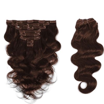 Human Hair Clip-In Extensions, 8 Pieces, 20 Clips, Wavy/Curly, Full Head, Double-Weft