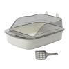 perfk Large Open Cat Litter Box with Scoop, Easy to Clean, Splash-Resistant, Gray view 1