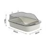 perfk Large Open Cat Litter Box with Scoop, Easy to Clean, Splash-Resistant, Gray view 2