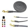 Leather Dog Leash/Long Line, Brass Clip, 15 m, 12 mm, Gray, No Handle view 1