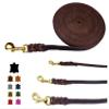 Leather Dog Leash/Long Line for Small & Large Dogs, 3 m, 12 mm, Brown with Hand Loop view 1