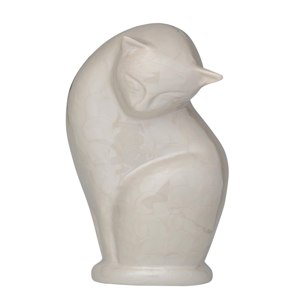 Cat Urn for Ashes, Pet Memorial Urn, Cremation Urn, Pearl Cat, 9 in