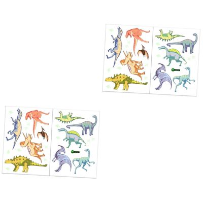 TOYANDONA 2-Piece Dinosaur Wall Sticker Set for Boys and Girls, 10 Unique Dinosaur Stickers for Kids' Rooms, 2 Sheets × 2