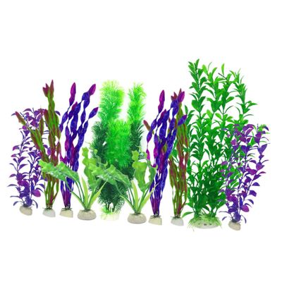 Beaupretty 10-Piece Artificial Aquarium Plants and Grass, Natural-Looking Decoration for Freshwater and Saltwater Aquariums, Safe and Easy to Clean