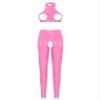 Freebily Women's Patent Leather Latex Lingerie Set with Open Crotch and Bust, Pink, M view 1