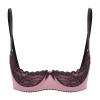 Agoky Women's Lace Open-Bust Bra, Pink, XXL view 1