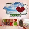 3D Wall Decal with Wall Opening, Love Tree, Green Grass and Sky Clouds view 1