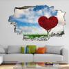 3D Wall Decal with Wall Opening, Love Tree, Green Grass and Sky Clouds view 3
