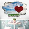 3D Wall Decal with Wall Opening, Love Tree, Green Grass and Sky Clouds view 4