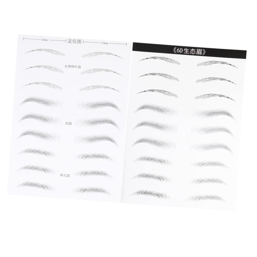 HAPINARY Waterproof Eyebrow Stickers, Random Styles, Artificial Fibers, 2 Sheets with 18 Pairs of Hair-Like Simulated Brows for Women with Sparse or No Eyebrows