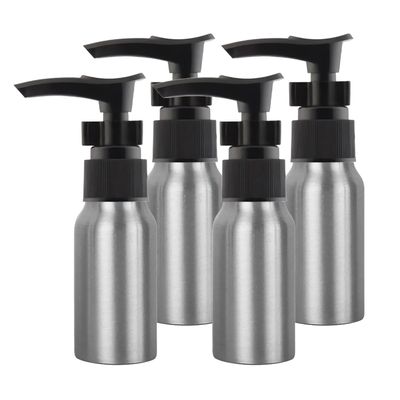 YANCAER 4-Pack 50 ml Refillable Empty Aluminum Pump Bottles, Black