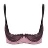 Jugaoge Women's Lace Lift Bra, 1/4-Cup Open-Cup Push-Up Lingerie, Adjustable Spaghetti Straps, Pink, 3XL view 1