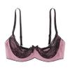 Jugaoge Women's Lace Lift Bra, 1/4-Cup Open-Cup Push-Up Lingerie, Adjustable Spaghetti Straps, Pink, 3XL view 3