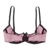 Jugaoge Women's Lace Lift Bra, 1/4-Cup Open-Cup Push-Up Lingerie, Adjustable Spaghetti Straps, Pink, 3XL view 4