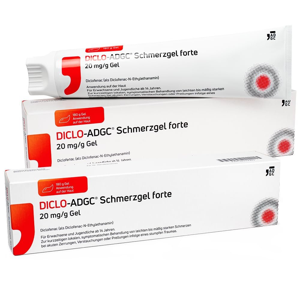 DICLO-ADGC Forte Pain Gel, 2 x 180 g Twin Pack - Effective Pain Relief for Mild to Moderate Pain