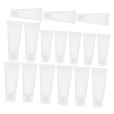 Housoutil 16 Refillable Cosmetic Squeeze Tubes, White Plastic, 15 ml and 30 ml