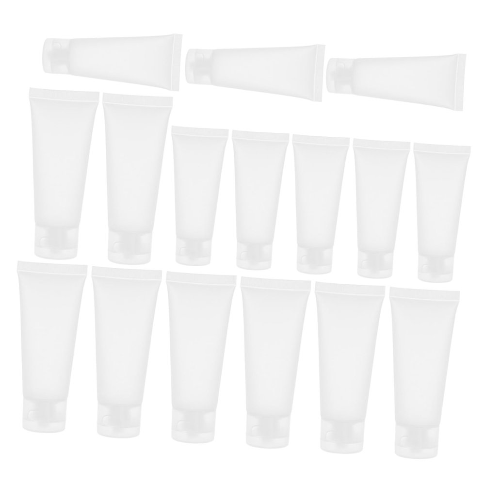 Housoutil 16 Refillable Cosmetic Squeeze Tubes, White Plastic, 15 ml and 30 ml