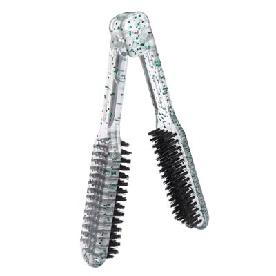 Double-Sided Hair Brush with Clamp for Straightening, ABS Detangling