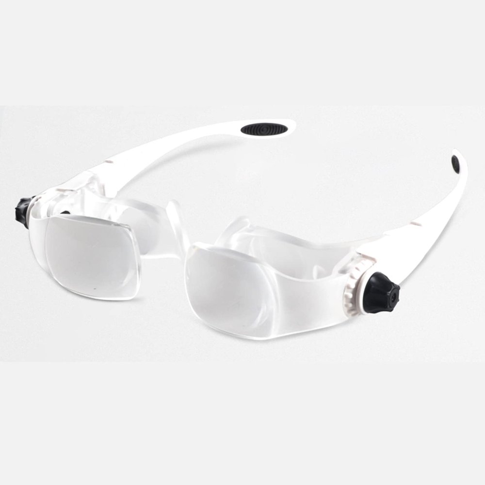 Reading Magnifier, Headband Magnifier for Model-Building Repairs, Adjustable 1.5–3.8x Magnification for Hobbies, Jewelry and Reading, White to Pursue Happiness