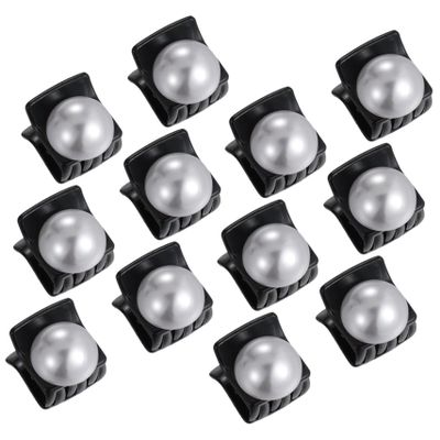12 Small Black Pearl Hair Clips