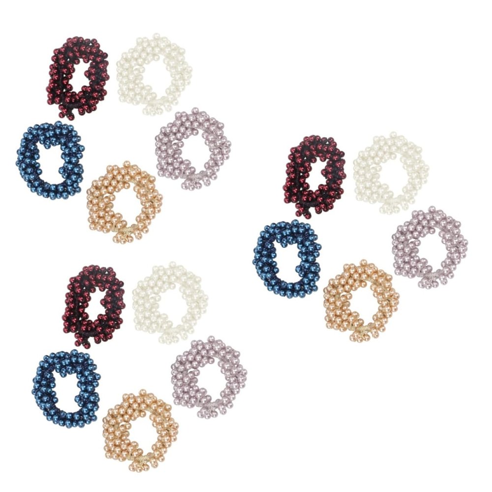 DOITOOL 15-Piece Pearl Hair Ties with Crystal Balls, Handmade, Mixed Colors