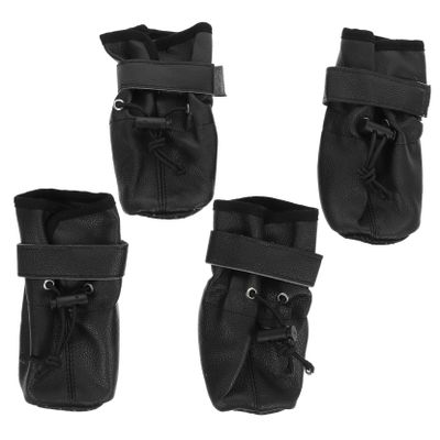 BUGUUYO 4-Pack Leather Dog Shoes Non-Slip Soft Sole Outdoor Protection Black Size 8