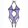 Women's Sexy Backless Mesh Lace-Up Halter Teddy Bodysuit view 3