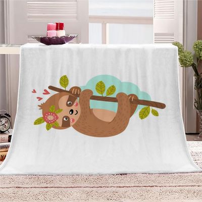 AKATIE Cozy Blanket 150 x 200 cm, Cartoon Sloth, Flannel, 3D Print, Super-Soft Microfiber Sofa Throw