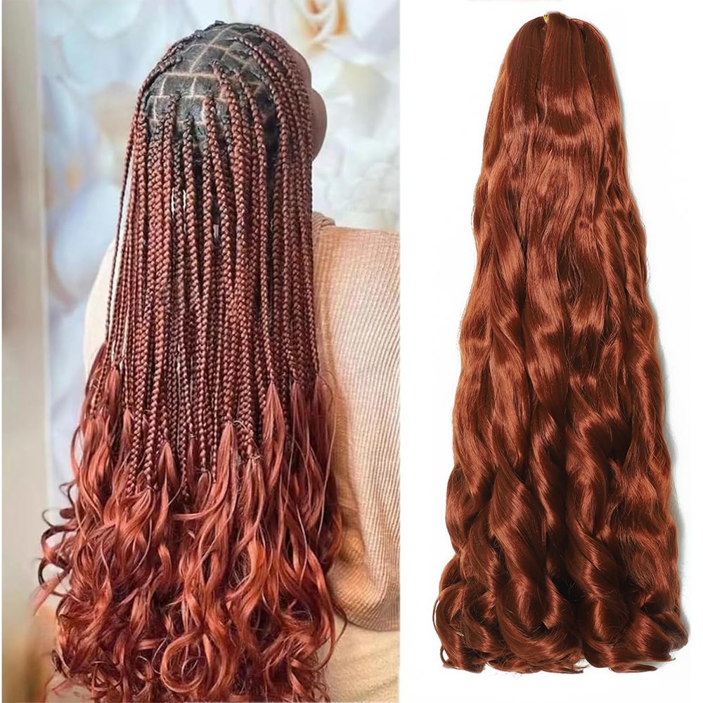 French Curls Braiding Hair, 24 Inch, 8 Packs, Pre-Stretched Loose Wave Synthetic Hair with Bouncy Spanish Curly Ends (350#)