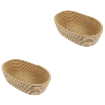 IMIKEYA 2-Piece Woven Cotton Rope Storage Baskets, Medium Decorative Organizer for Snacks, Cosmetics and Household Items