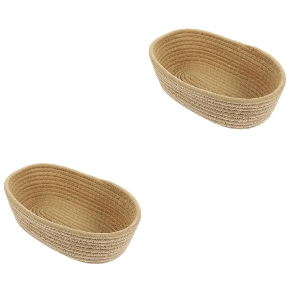 IMIKEYA 2-Piece Woven Cotton Rope Storage Baskets, Medium Decorative Organizer for Snacks, Cosmetics and Household Items