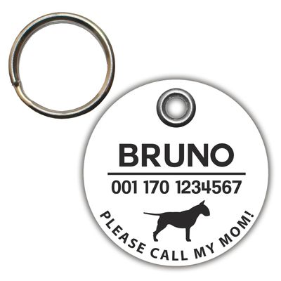 DOG TAG/DOG ID TAG - Biothane - White - v2 (DOG) - Round - 3.4 cm