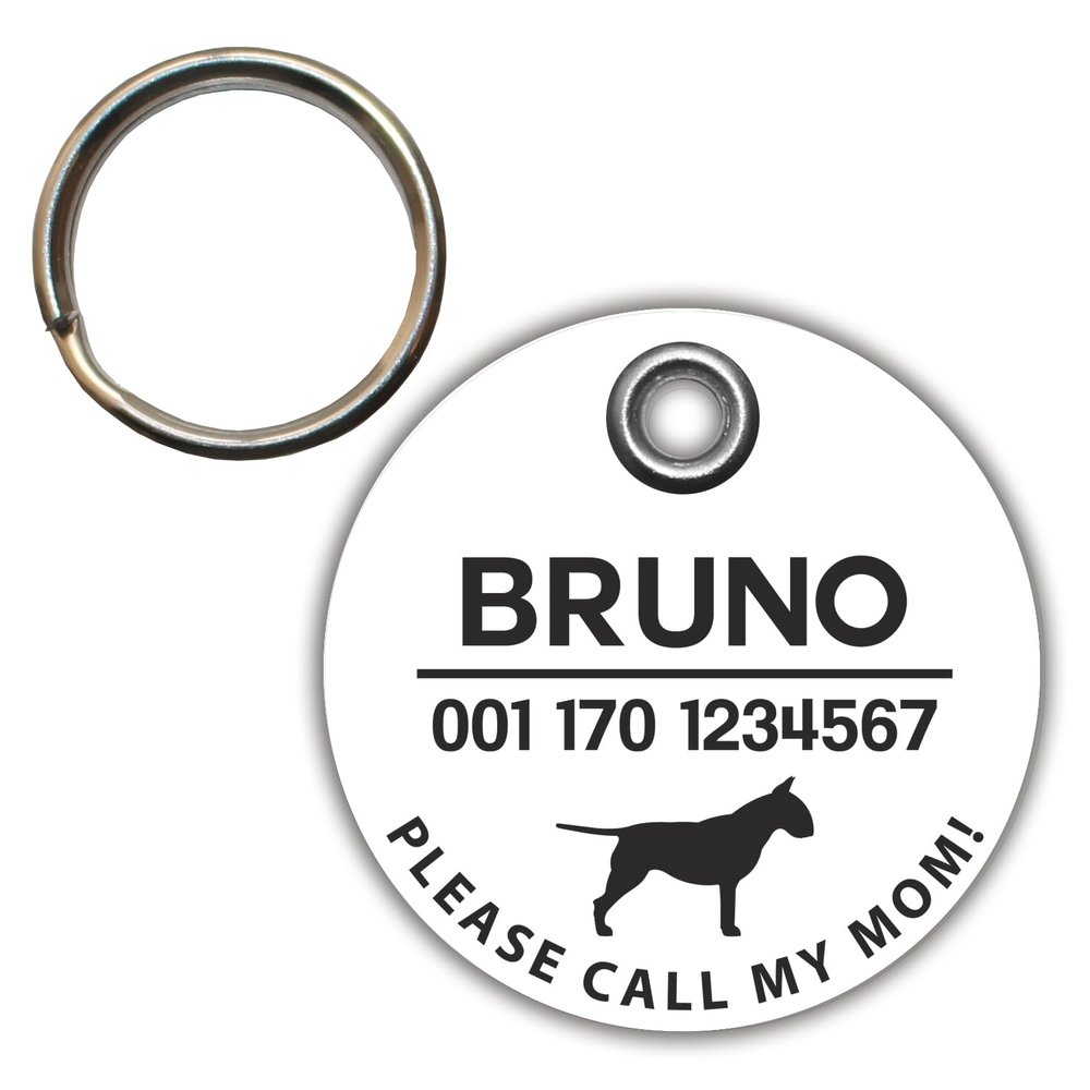 DOG TAG/DOG ID TAG - Biothane - White - v2 (DOG) - Round - 3.4 cm