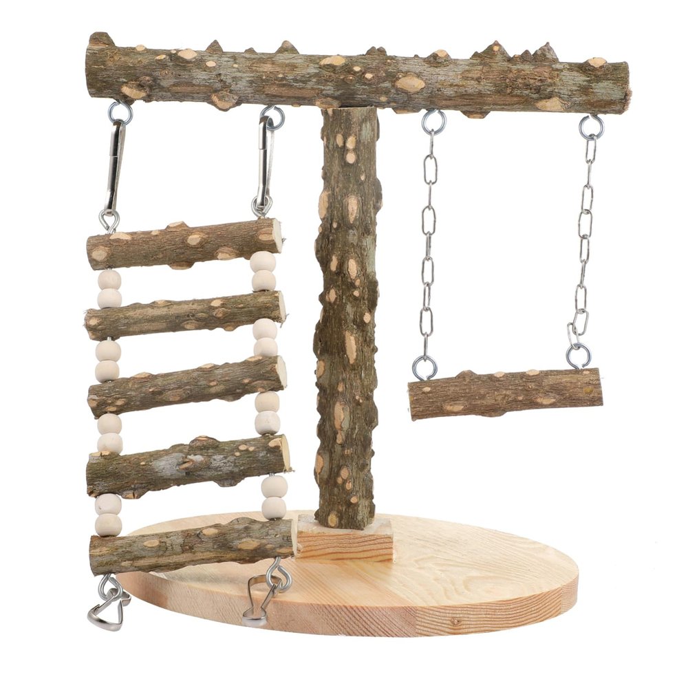 minkissy Wooden Parrot Climbing Ladder and Perch Platform