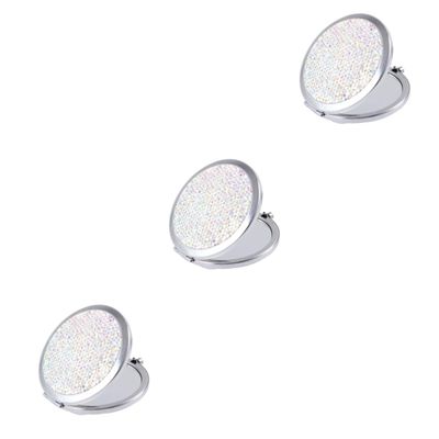 minkissy 3-Piece Small Folding Double-Sided Compact Travel Makeup Mirror with Glitter for Women
