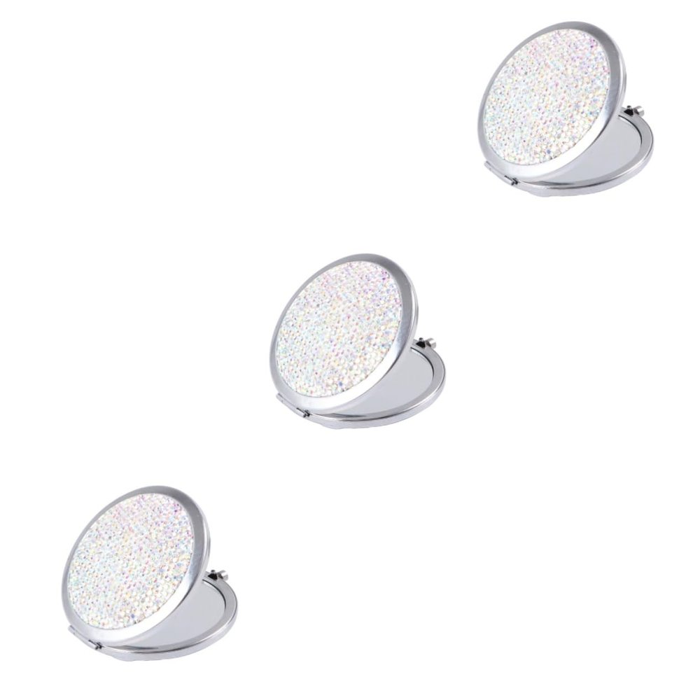 minkissy 3-Piece Small Folding Double-Sided Compact Travel Makeup Mirror with Glitter for Women