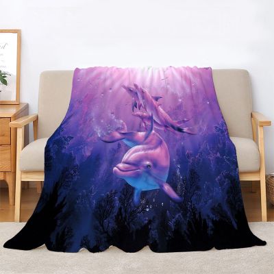 Purple Dolphin Soft Flannel Throw Blanket, 130 x 150 cm