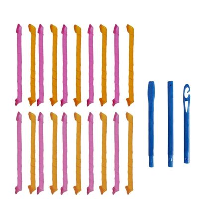 10-Piece Heatless Curlers, 65 cm, Soft Spiral Curling Rods for Sleeping and Hair Styling