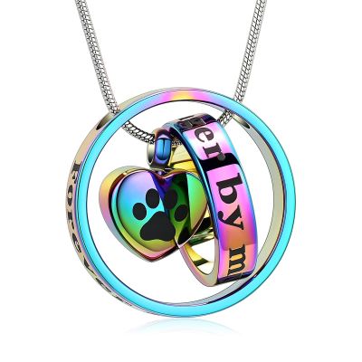 AIWENXI Paw Print Urn Necklace for Cat or Dog, Memorial Keepsake