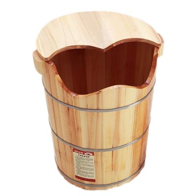 PUCHEN Wooden Foot Bath Bucket with Lid