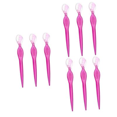 Angoily 9-Piece Stainless Steel Eyebrow Razors for Precise Trimming, Compact Beauty Tools for Women and Girls, Travel, Transparent Red